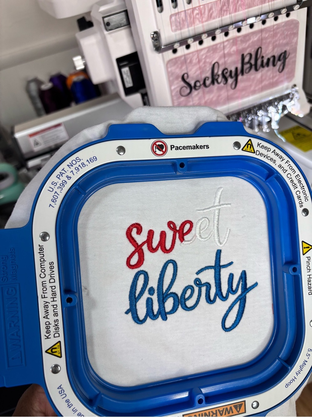 Embroidered "Sweet Liberty" Shirt - Red, White & Blue